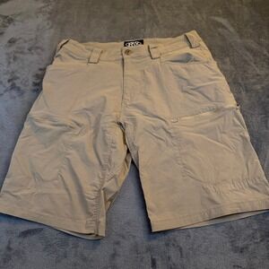 Rugged Wear Men's Tan Cargo Shorts Zip Pockets Outdoor Adventure Size 32